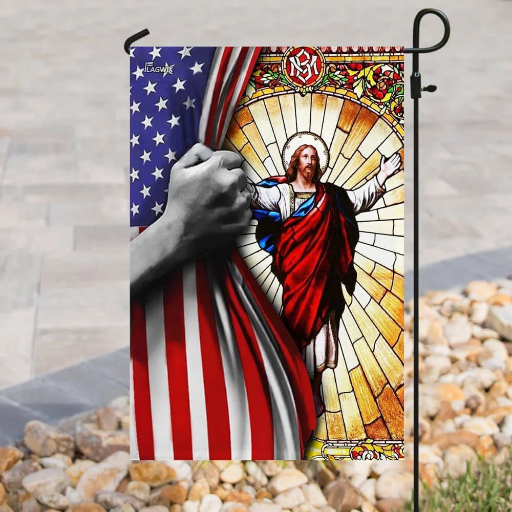 God Jesus Christian American House Flags - Christian Garden Flags - Outdoor Christian Flag