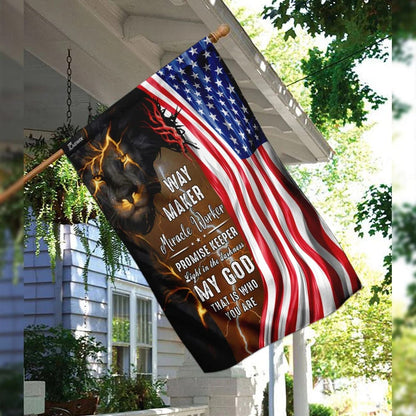 God Jesus Christian American House Flags And Jesus Way Maker And Miracle Worker House Flags - Christian Garden Flags - Outdoor Christian Flag