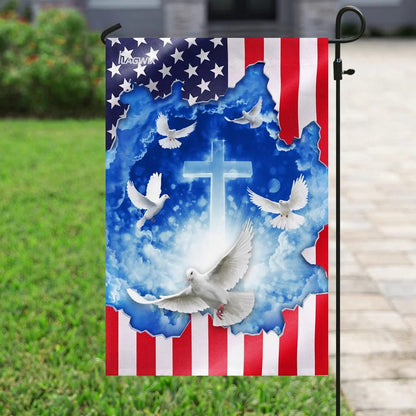 God Jesus Christian Cross American Flag - Outdoor Christian House Flag - Christian Garden Flags
