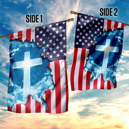 God Jesus Christian Cross American House Flags - Christian Garden Flags - Outdoor Christian Flag