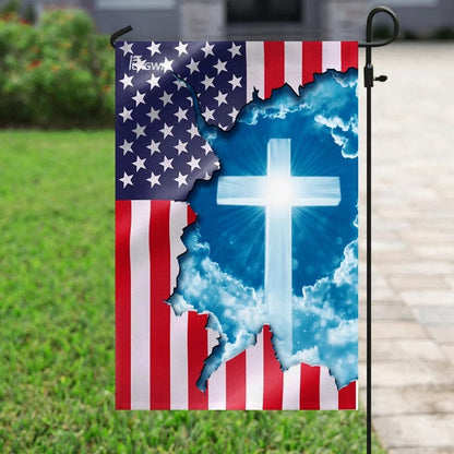 God Jesus Christian Cross American House Flags - Christian Garden Flags - Outdoor Christian Flag