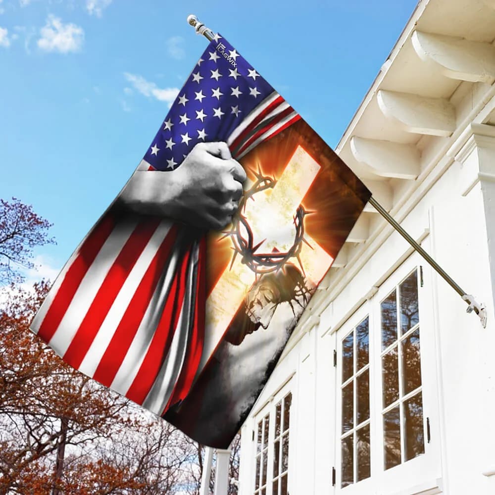 God Jesus Christian Cross Flag - Outdoor Christian House Flag - Christian Garden Flags