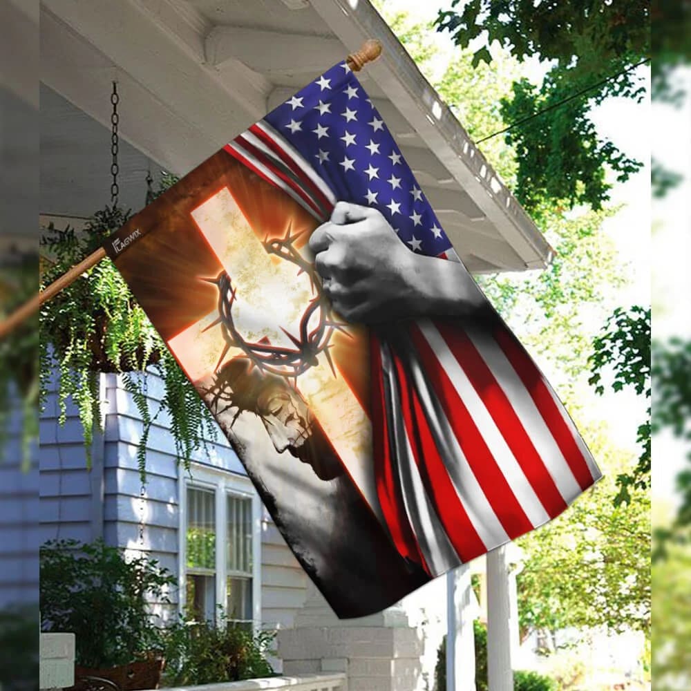 God Jesus Christian Cross Flag - Outdoor Christian House Flag - Christian Garden Flags