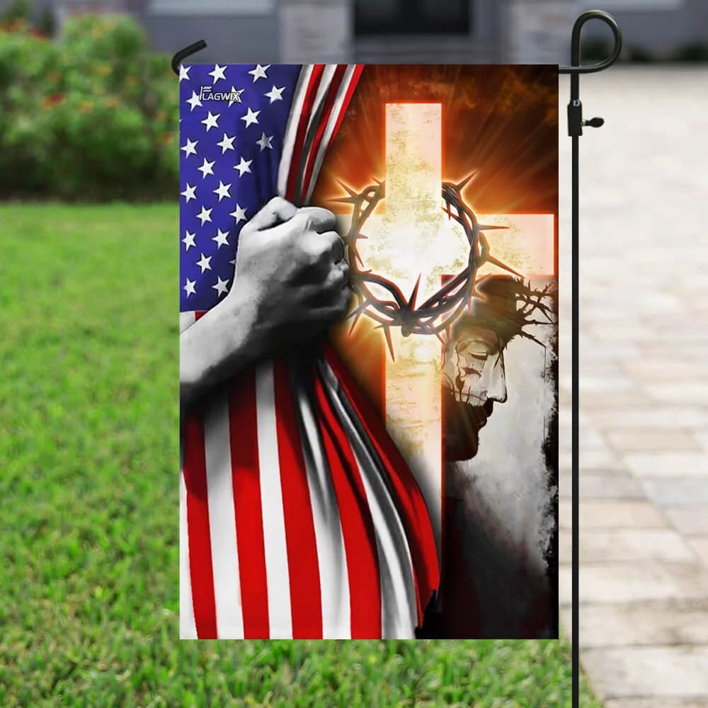 God Jesus Christian Cross Flag - Outdoor Christian House Flag - Christian Garden Flags