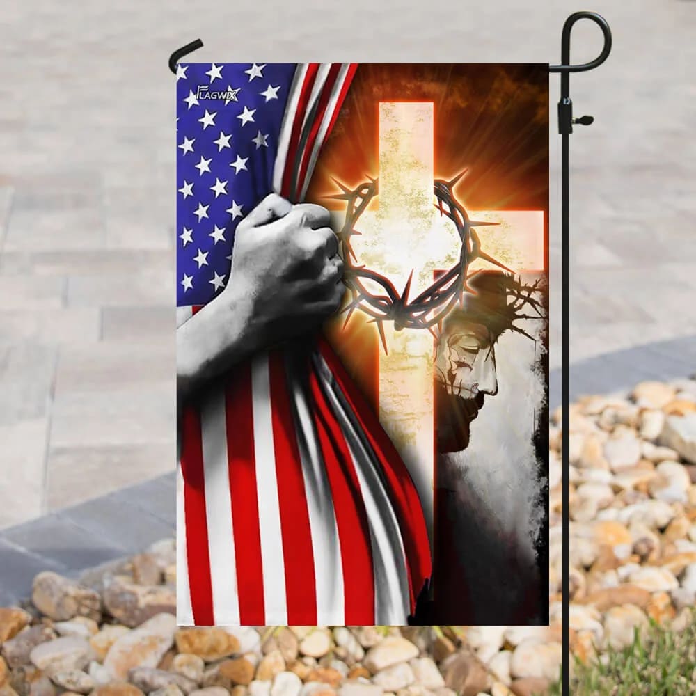 God Jesus Christian Cross Flag - Outdoor Christian House Flag - Christian Garden Flags