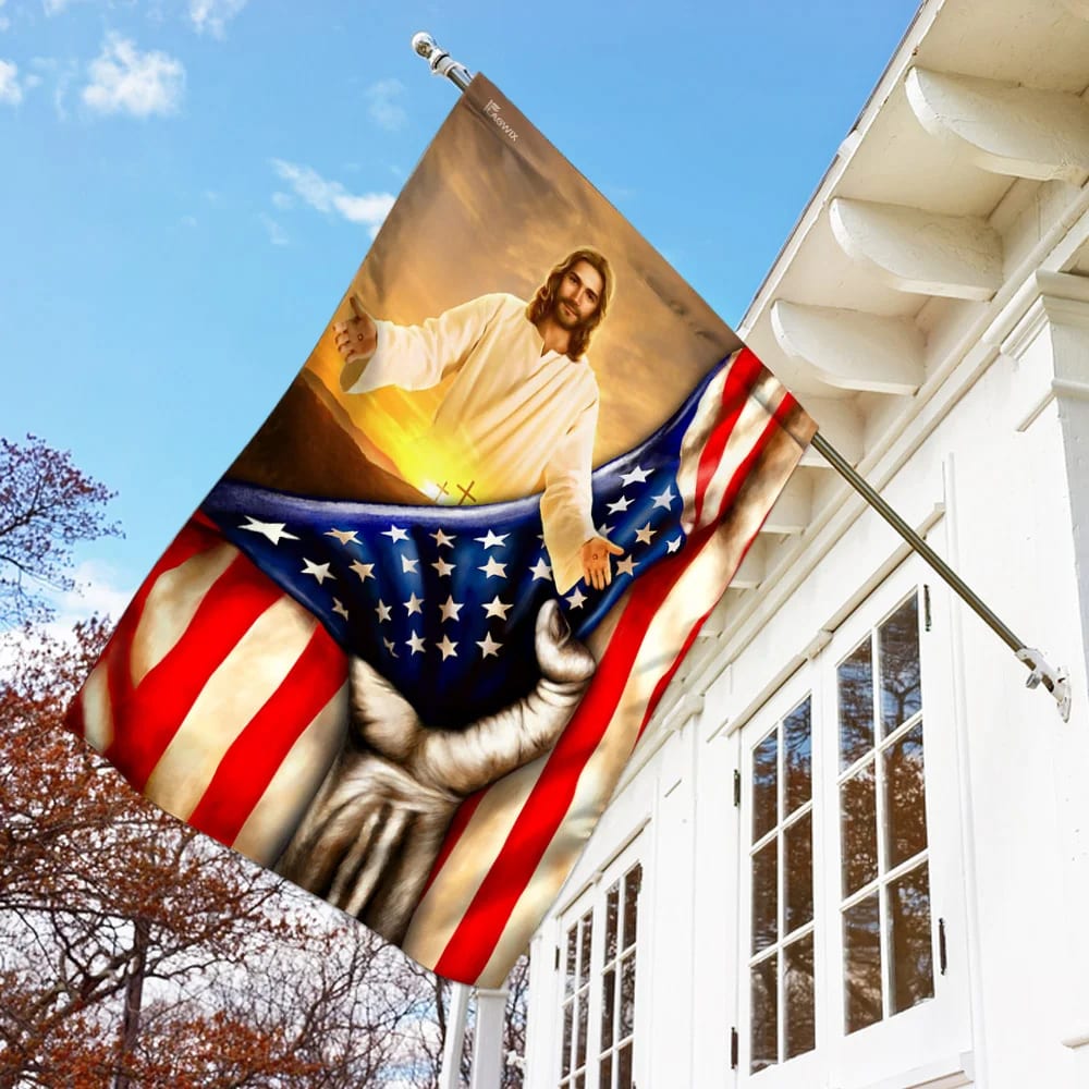 God Jesus Christian House Flags - Christian Garden Flags - Outdoor Christian Flag