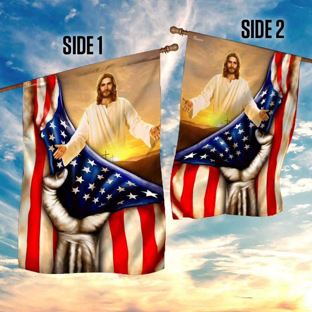 God Jesus Christian House Flags - Christian Garden Flags - Outdoor Christian Flag