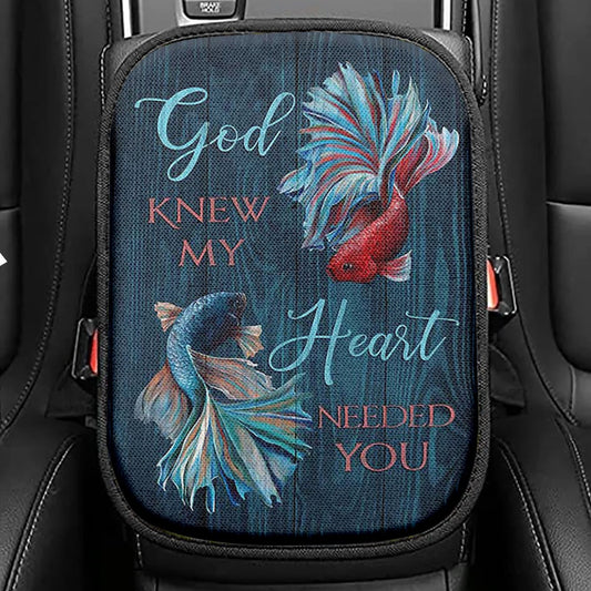 God Knew My Heart Needed You Fish Seat Box Cover, Bible Verse Car Center Console Cover, Inspirational Car Interior Accessories