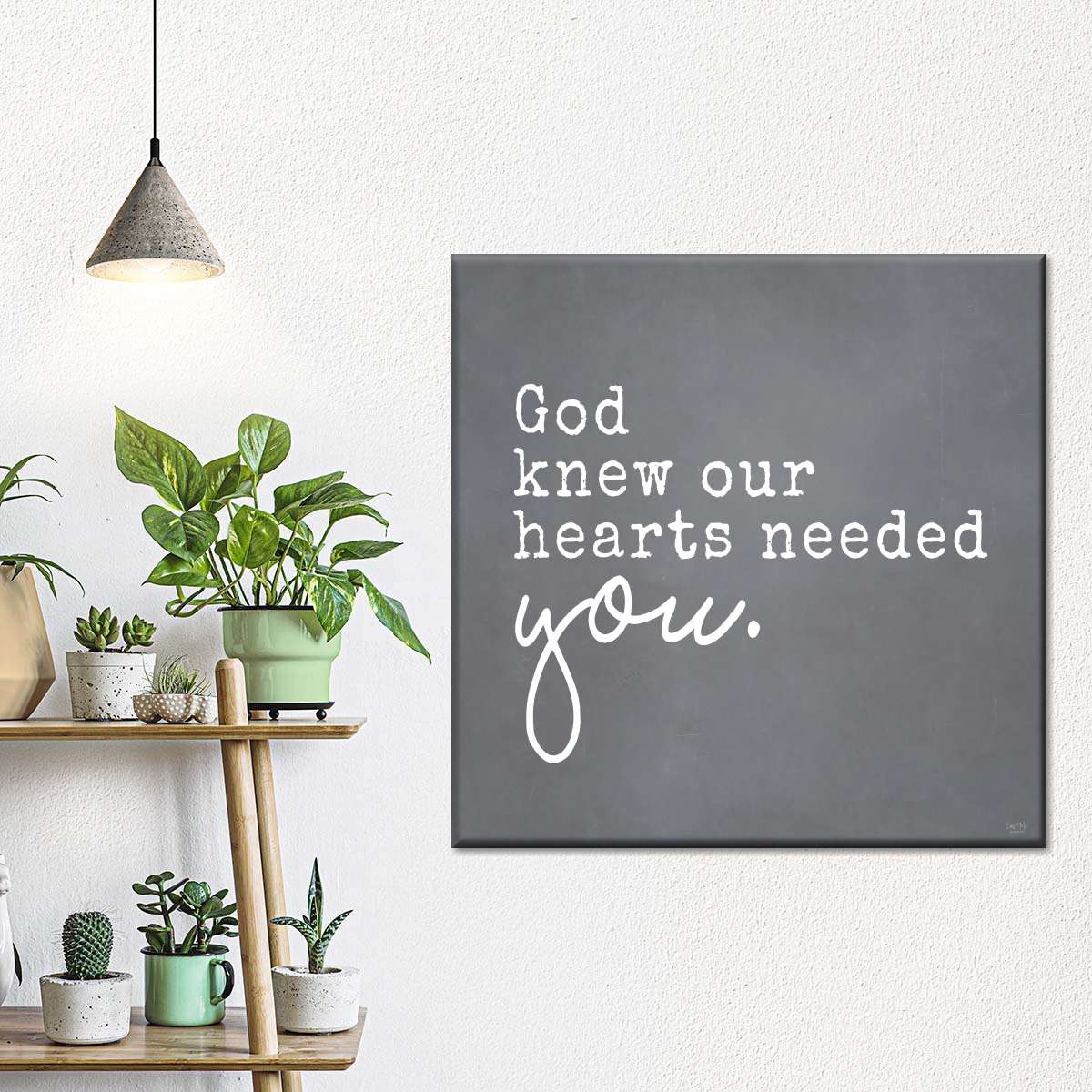 God Knew Our Hearts Needed You Square Canvas Wall Art - Christian Wall Decor - Christian Wall Hanging