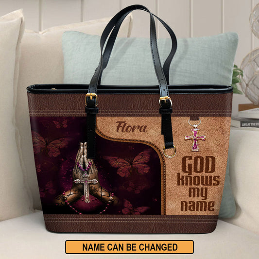 God Knows My Name Personalized Pu Leather Tote Bag For Women - Mom Gifts For Mothers Day