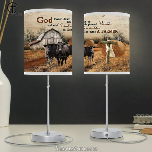 God Looked Down On His Planned Paradise Black Cow Lamp Art Table Lamp - Christian Lamp Art - Religious Art