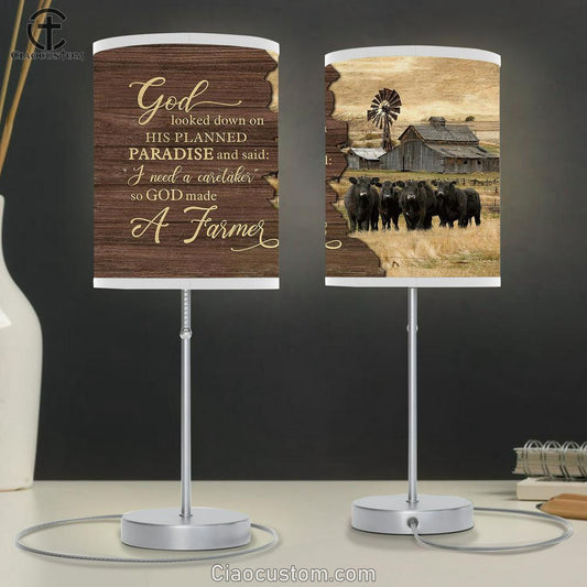God Looked Down On His Planned Paradise Special Aberdeen Angus Old Barn Custom Table Lamp For Bedroom - Religious Room Decor
