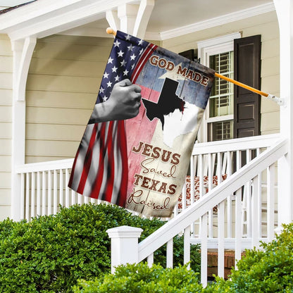 God Made Jesus Saved Texas Raised Garden Flag - Outdoor Christian Flag - Religious Flags