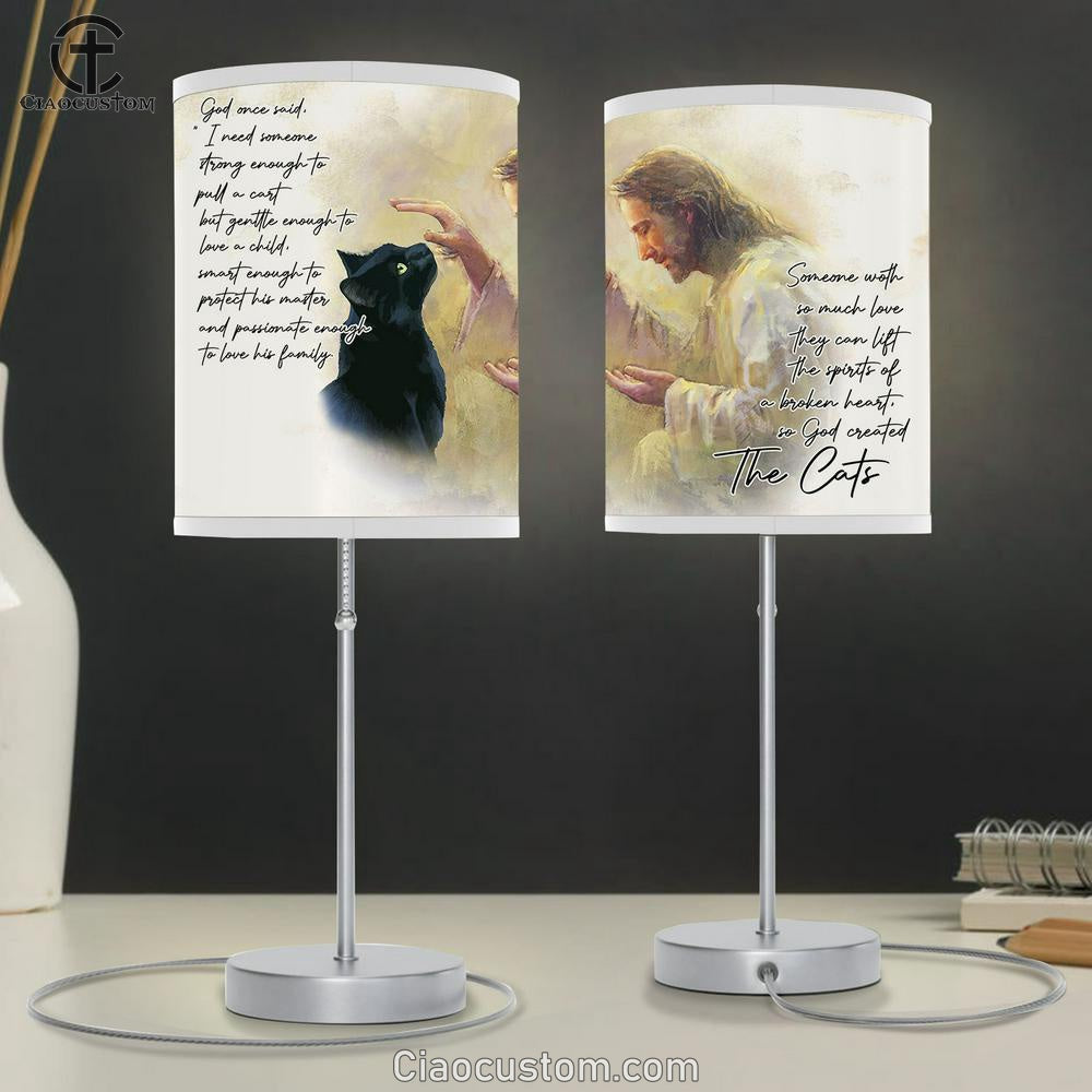 God Once Said The Cat Table Lamp For Bedroom - Christian Wall Table Lamp - Scripture Table Lamp Prints