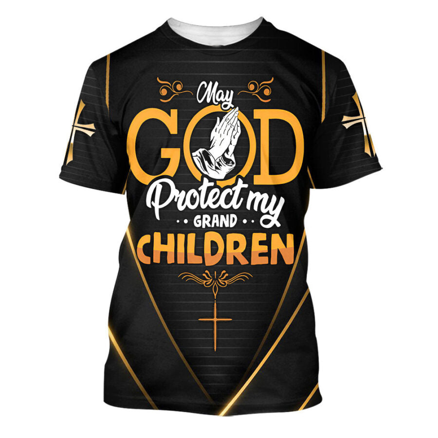 God Protect My Grandchildren 3d Shirts - Christian T Shirts For Men And Women
