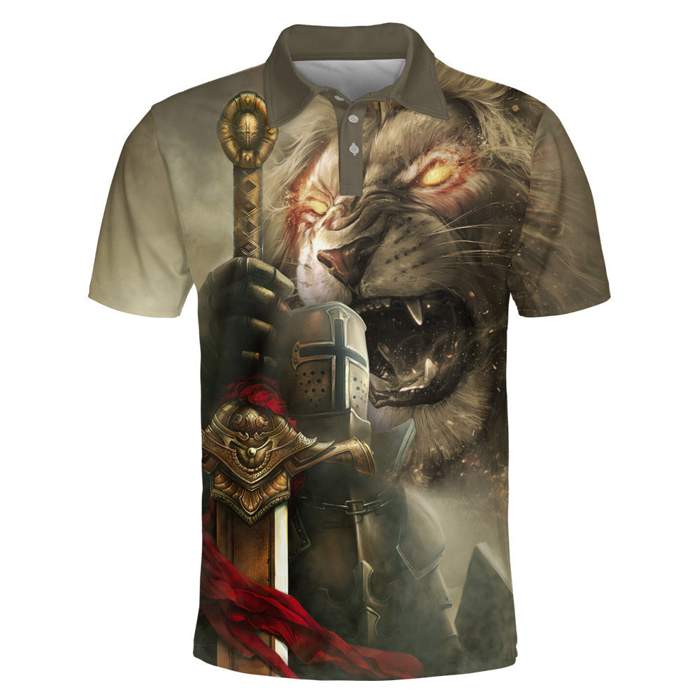God Religion Christ Jesus And Lion Polo Shirt - Christian Shirts & Shorts