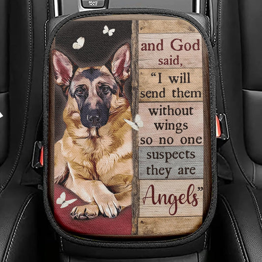God Said I Will Send Them Without Wings So No One Suspects They Are Angels Seat Box Cover, Jesus Car Center Console Cover, Religious Car Armrest Cover