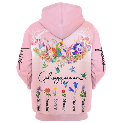 God Say You Are 3d All Over Print - Unicorn And Hummingbird Hoodie - Men & Women Christian Hoodie - 3D Printed Hoodie