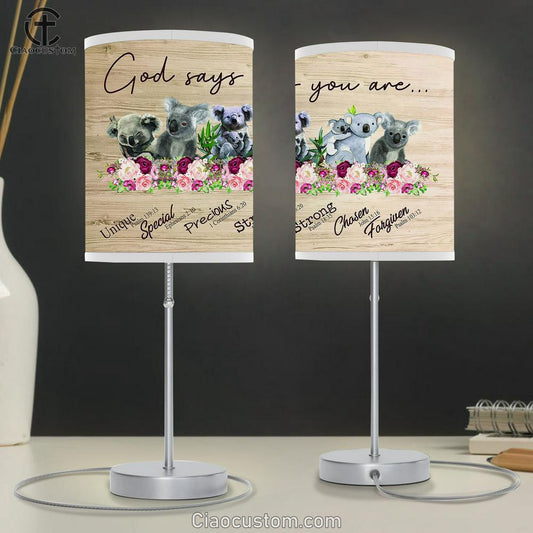 God Say You Are Koala Table Lamp For Bedroom - Christian Wall Table Lamp - Scripture Table Lamp Prints