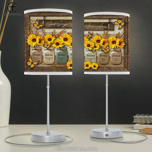 God Say You Are Sunflower Table Lamp For Bedroom - Christian Wall Table Lamp - Scripture Table Lamp Prints