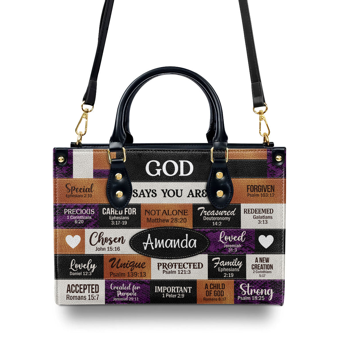 God Says I Am Personalized Leather Handbag With Zipper Gift For Her Religious