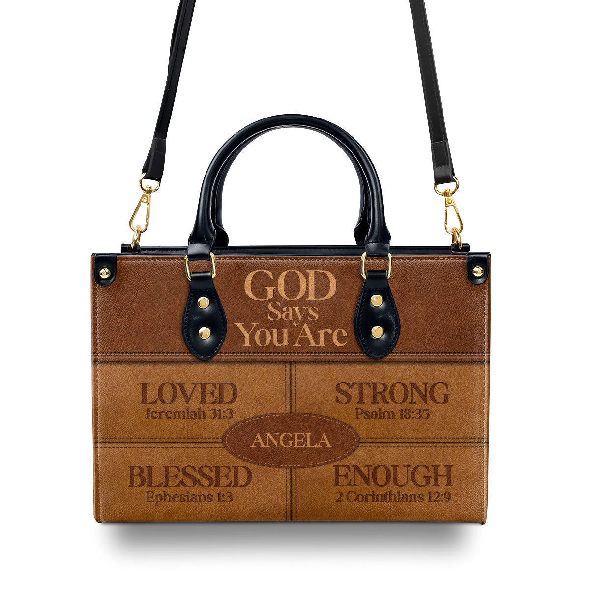 God Says I Am Religious Gift For Worship Friends Personalized Leather Handbag With Zipper
