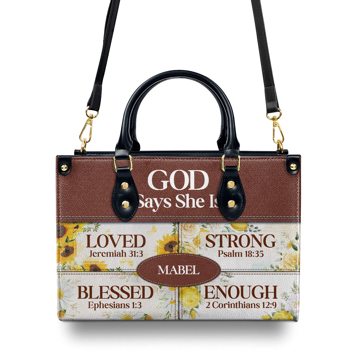 God Says She Is Religious Gift For Worship Friends Personalized Leather Handbag With Zipper