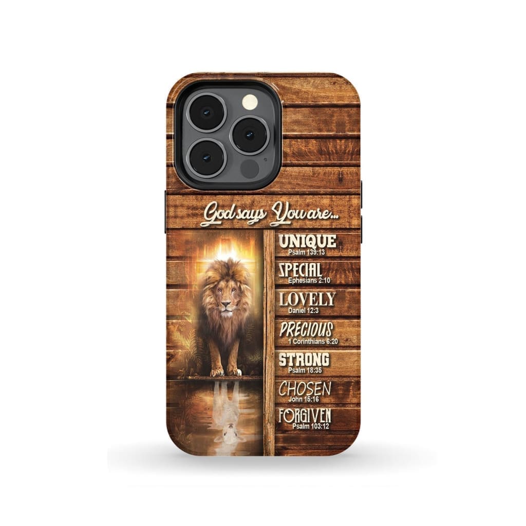 God Says You Are - Lion And Lamb Phone Case - Christian Phone Cases - Bible Verse Phone Cases Samsung