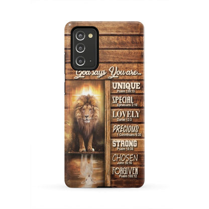 God Says You Are - Lion And Lamb Phone Case - Christian Phone Cases - Bible Verse Phone Cases Samsung