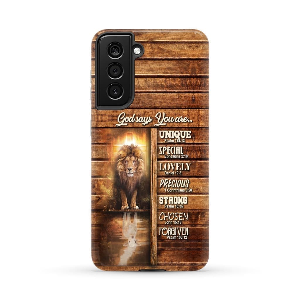 God Says You Are - Lion And Lamb Phone Case - Christian Phone Cases - Bible Verse Phone Cases Samsung