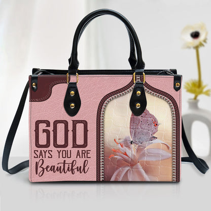 God Says You Are Beautiful - Lovely Butterfly Leather Bag - Christian Pu Leather Bags For Women