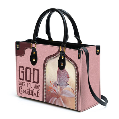 God Says You Are Beautiful - Lovely Butterfly Leather Bag - Christian Pu Leather Bags For Women