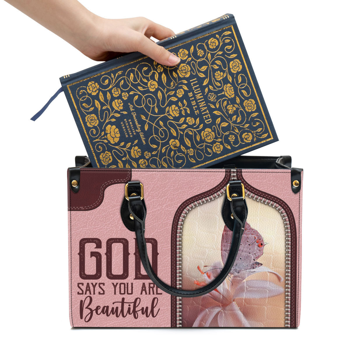 God Says You Are Beautiful - Lovely Butterfly Leather Bag - Christian Pu Leather Bags For Women