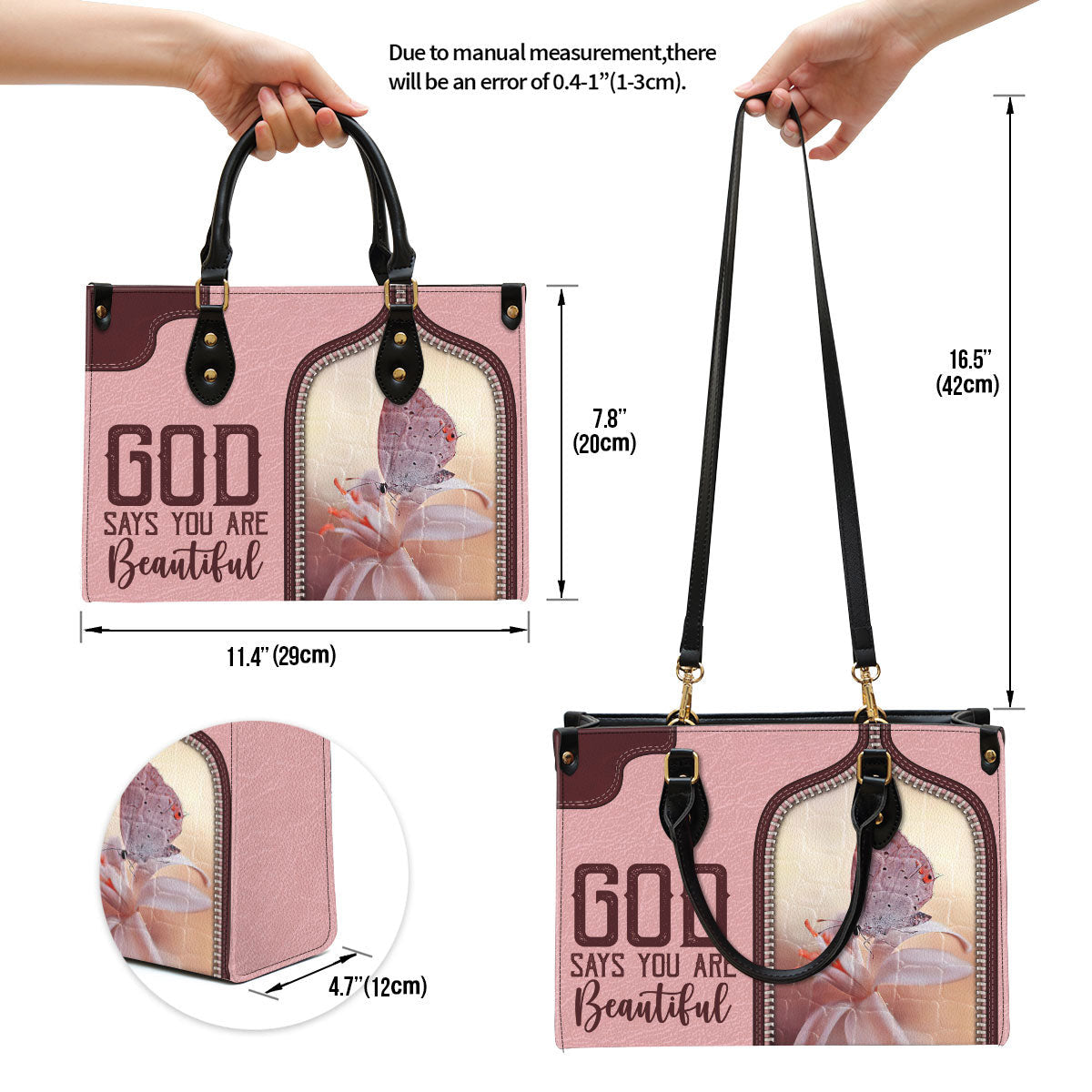 God Says You Are Beautiful - Lovely Butterfly Leather Bag - Christian Pu Leather Bags For Women