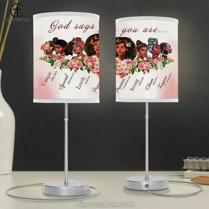 God Says You Are Black Girl Table Lamp For Bedroom - Christian Wall Table Lamp - Scripture Table Lamp Prints