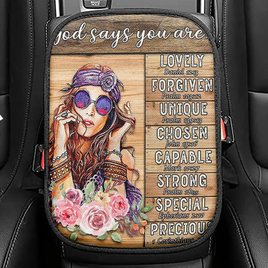 God Says You Are Boho Hippie Seat Box Cover, Encouragement Gifts For Women Girls Teens