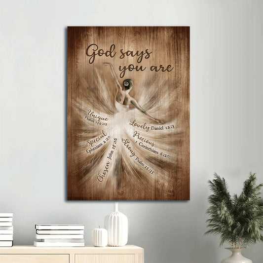 God Says You Are Canvas Wall Art - Vintage Ballerina Drawing
