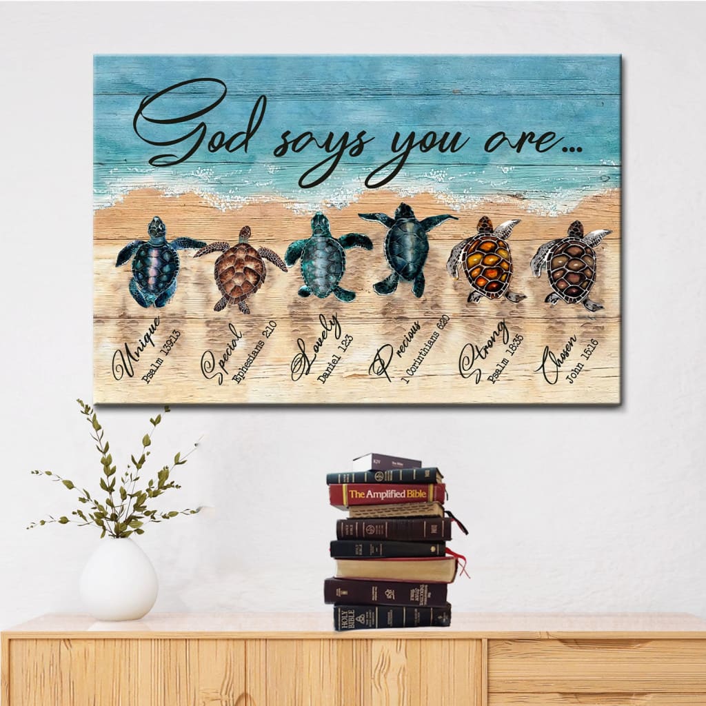 God Says You Are Canvas Wall Art, Sea Turtles Christian Canvas Print - Religious Wall Decor