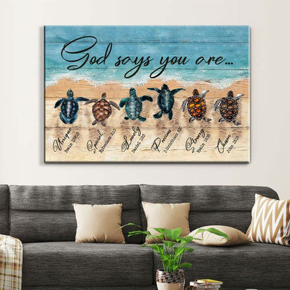 God Says You Are Canvas Wall Art, Sea Turtles Christian Canvas Print - Religious Wall Decor