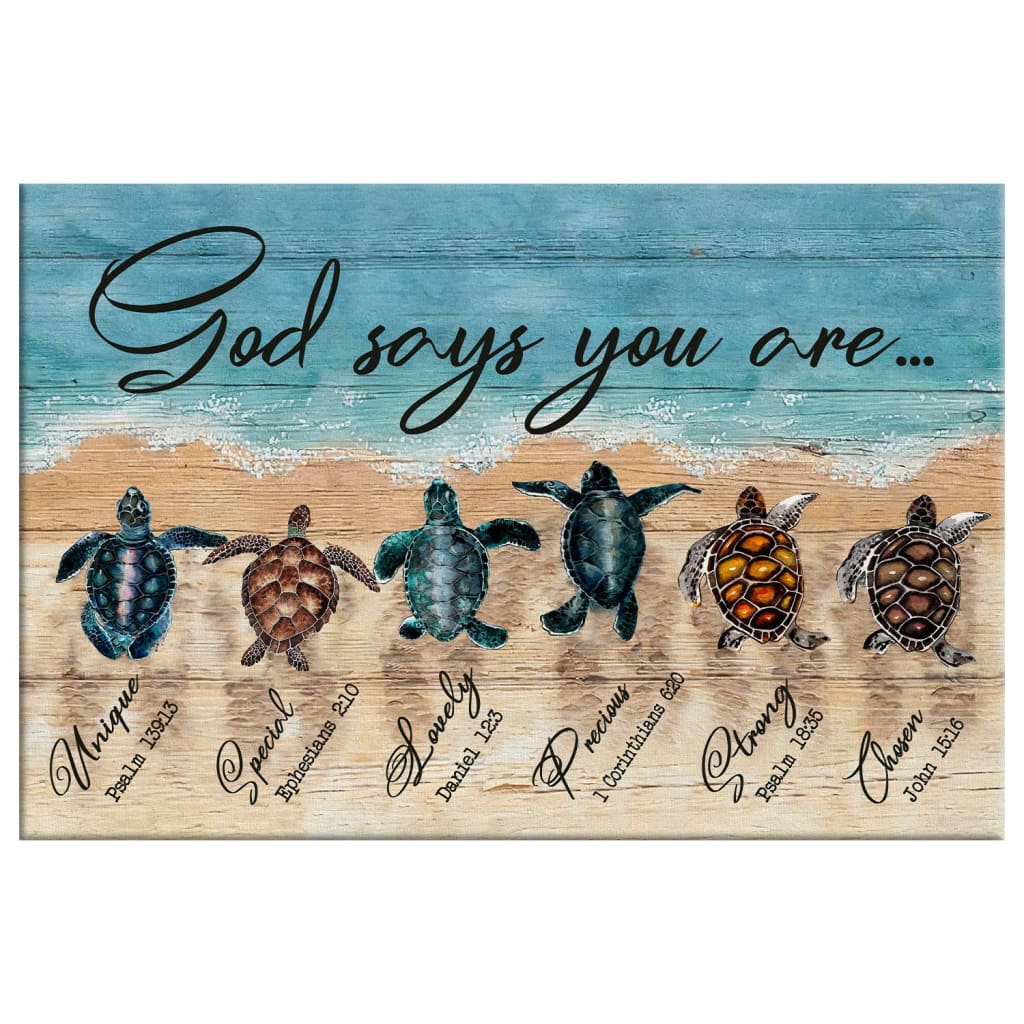 God Says You Are Canvas Wall Art, Sea Turtles Christian Canvas Print - Religious Wall Decor