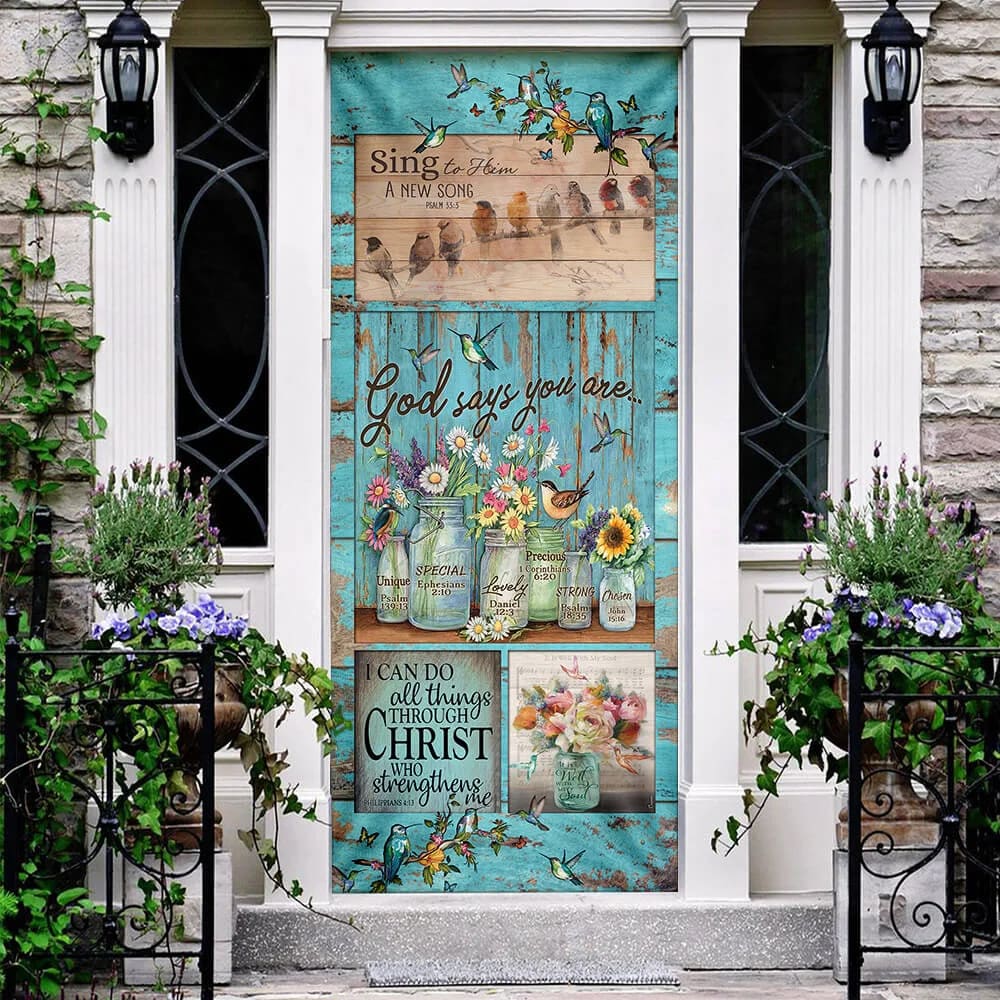 God Says You Are Door Cover - Hummingbird Door Cover - Religious Door Decorations