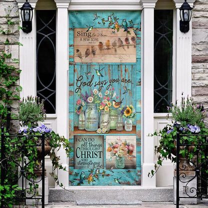 God Says You Are Door Cover - Hummingbird Door Cover - Religious Door Decorations