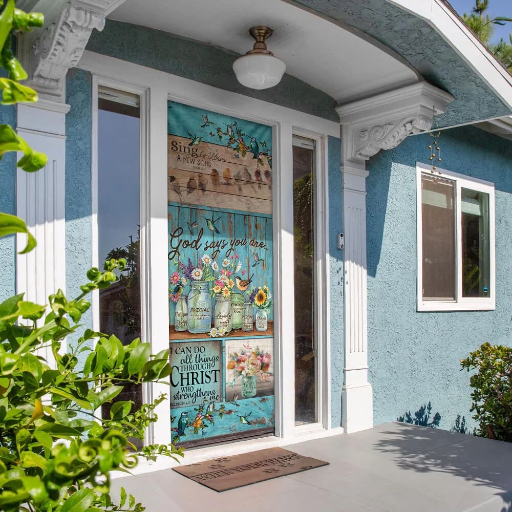 God Says You Are Door Cover - Hummingbird Door Cover - Religious Door Decorations