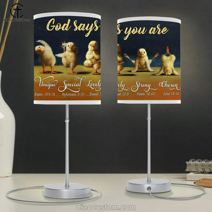 God Says You Are Funny Chicken Yoga Large Table Lamp Art - Christian Lamp Art Home Decor - Religious Table Lamp Prints