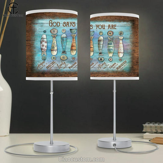 God Says You Are Hook Fishing Rod Table Lamp For Bedroom - Bible Verse Table Lamp - Religious Room Decor