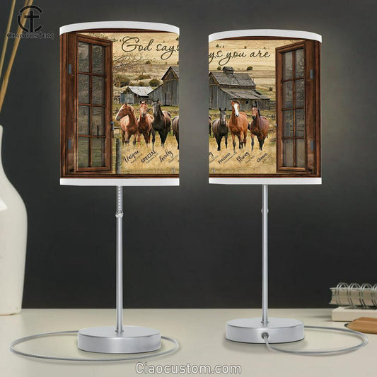 God Says You Are Horse Table Lamp For Bedroom - Christian Wall Table Lamp - Scripture Table Lamp Prints