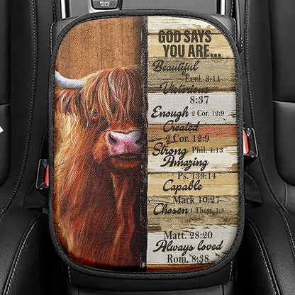 God Says You Are Hummingbird Daisy Seat Box Cover, Christian Car Center Console Cover