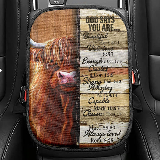 God Says You Are Hummingbird Daisy Seat Box Cover, Christian Car Center Console Cover