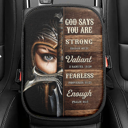 God Says You Are Hummingbird Seat Box Cover, Bible Verse Car Center Console Cover, Christian Inspirational Car Interior Accessories