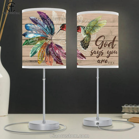 God Says You Are Hummingbirds Large Table Lamp Art - Christian Lamp Art Home Decor - Religious Table Lamp Prints